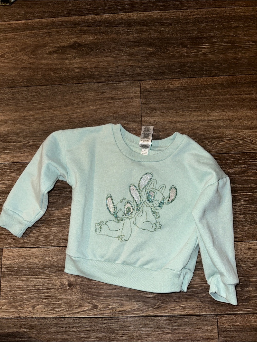 Disney Kids Mint Blue Stitch & Angel Pullover Sweatshirt